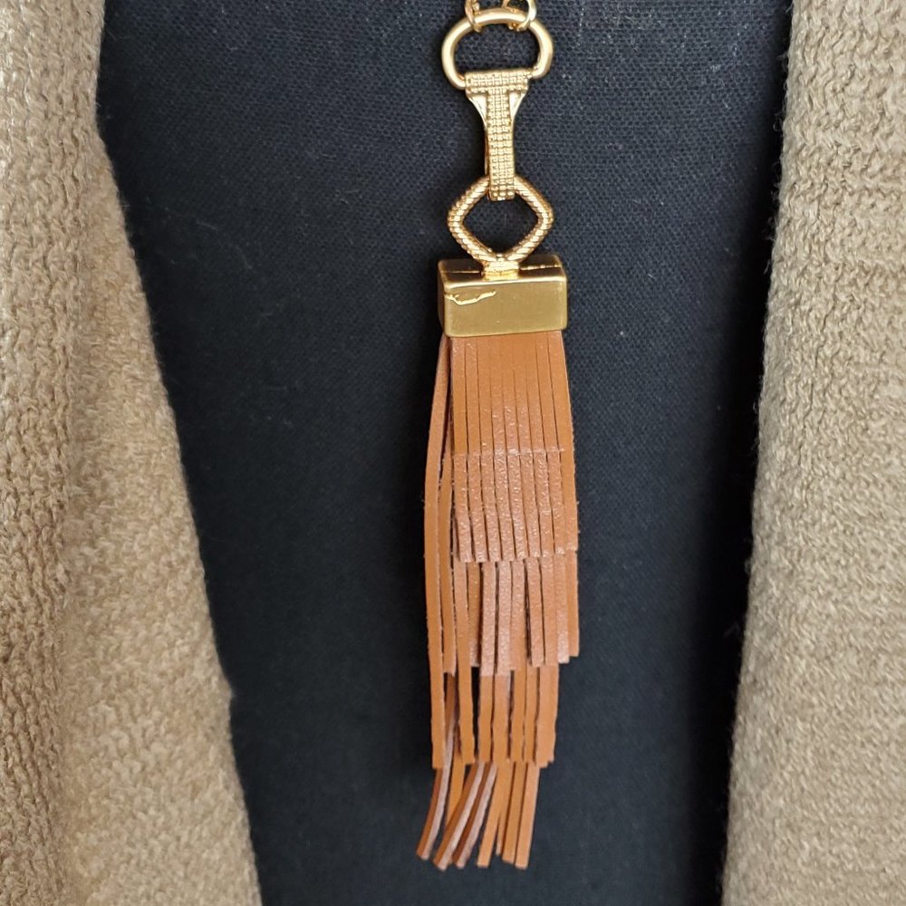 Yellow Gold, Brown Tassel Long Necklace